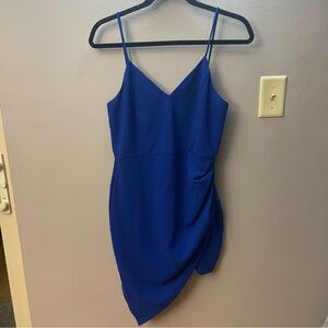Windsor royal blue asymmetrical bodycon mini Dress